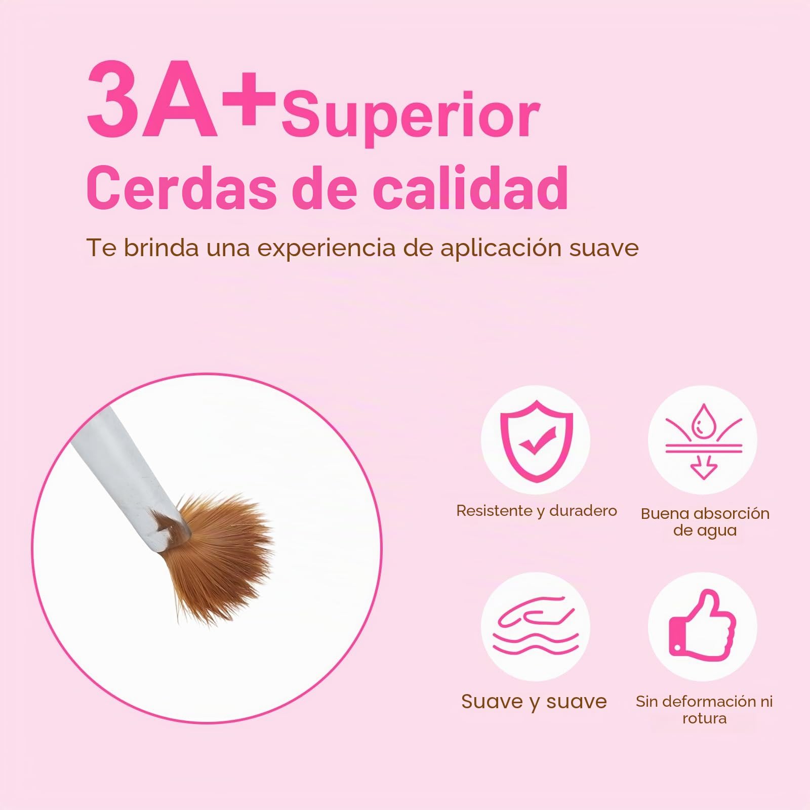 Set 3 Pinceles para Uñas Acrílicas 8/10/14, Pincel Uñas Gel UV, Kit Pinceles Decoración Uñas Profesional, Acrílico y Polvo Acrílico, Ideal para Principiantes, Nail Art, Regalo Mujer DIY