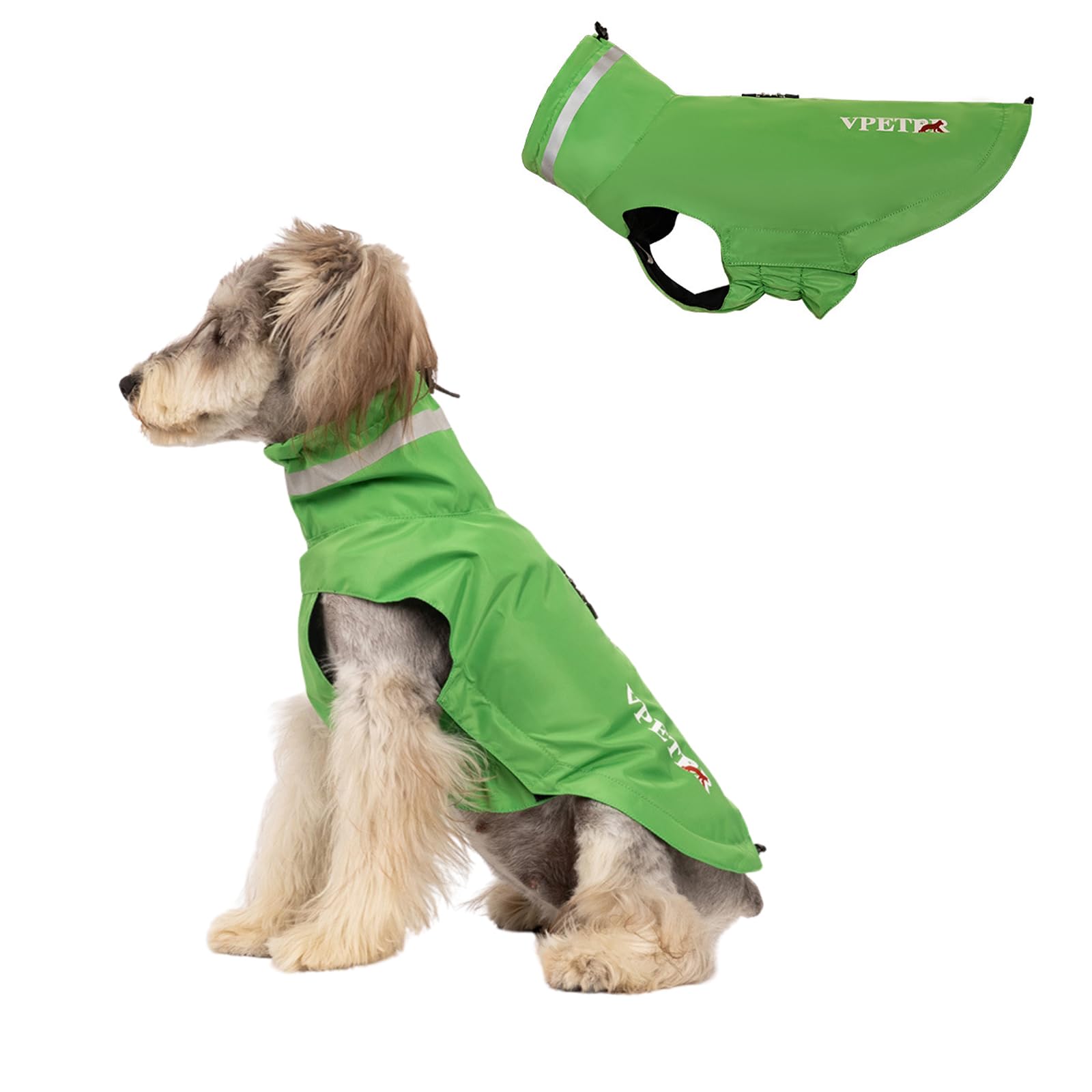 BT Bear Dog Raincoat,Adjustable Waterproof Lightweight Rain Jacket with Reflective Strip Dog Poncho Raincoat for Small Dogs,Green L