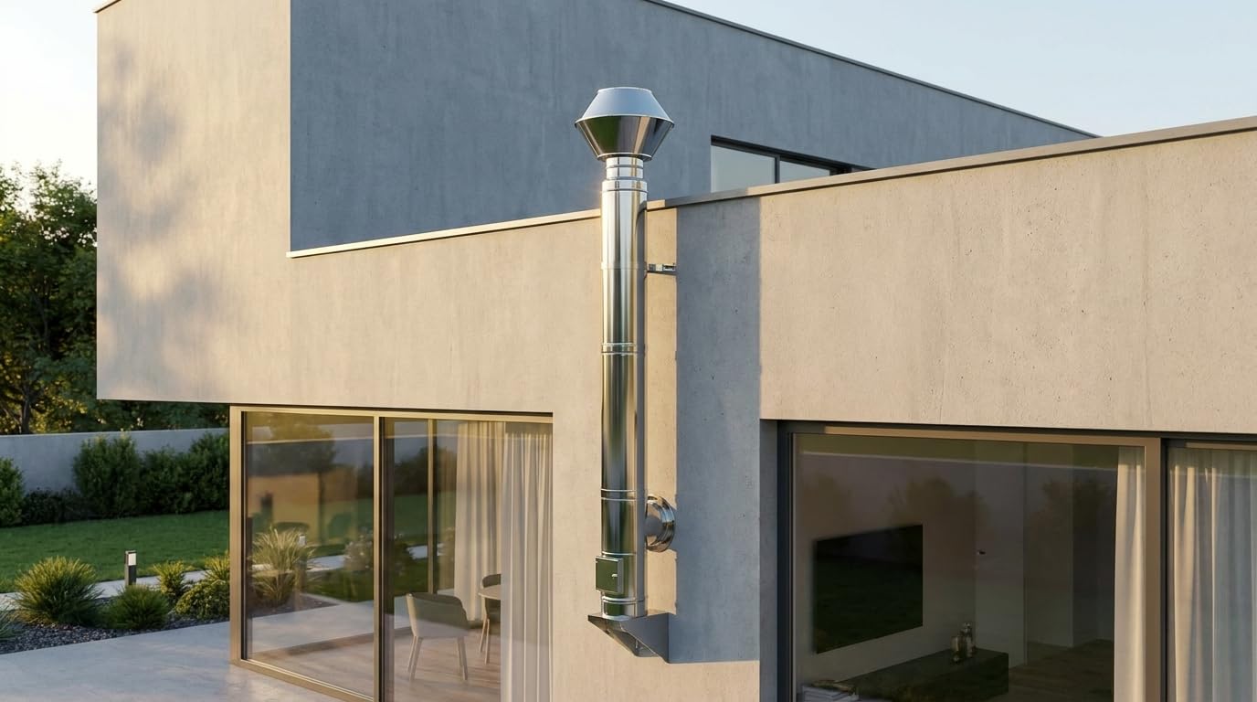 MAKA Comignolo Antivento Biconico Tondo in Acciaio Inox, Terminale per Canna Fumaria Camino Stufa a Legna Pellet e Gas, Cappello Antipioggia Aspirafumo (Ø 180 mm)