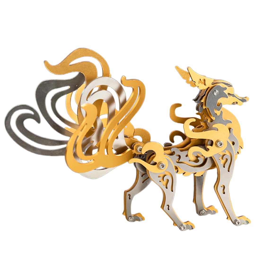 3D Metal Puzzle Mythical Beasts Model Kit, 85PCS 3D Assembly Mechanical Nine-Tailed Fox Building Kit, Unique Desk Creative Art Decorations Gift for Adults