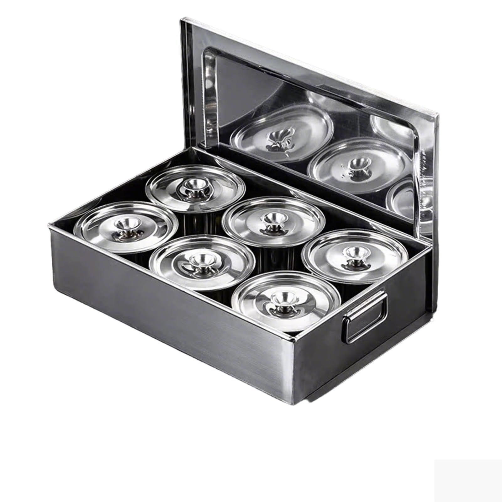 SaryEdge Stainless Steel Pizza Topping Station - Reusable Condiment Containers With Lid Spice Rack Holder For Sauces Ingredients And Seasonings - Perfect For H,Silver-A