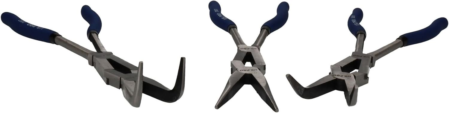 3pc Double Jointed Long Nose Plier Set 340mm Straight 45 90 degree U S Pro