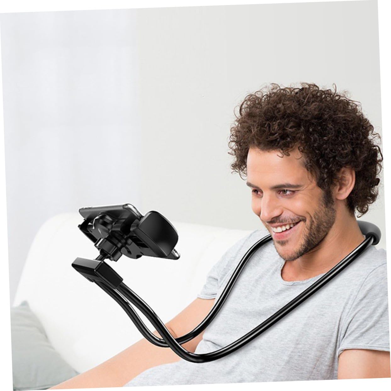 Sewroro Soporte para Teléfono Móvil Ajustable para Cuello Soporte para Tableta Diseño Antideslizante Color Negro Compatible Todos los Teléfonos y Tablets