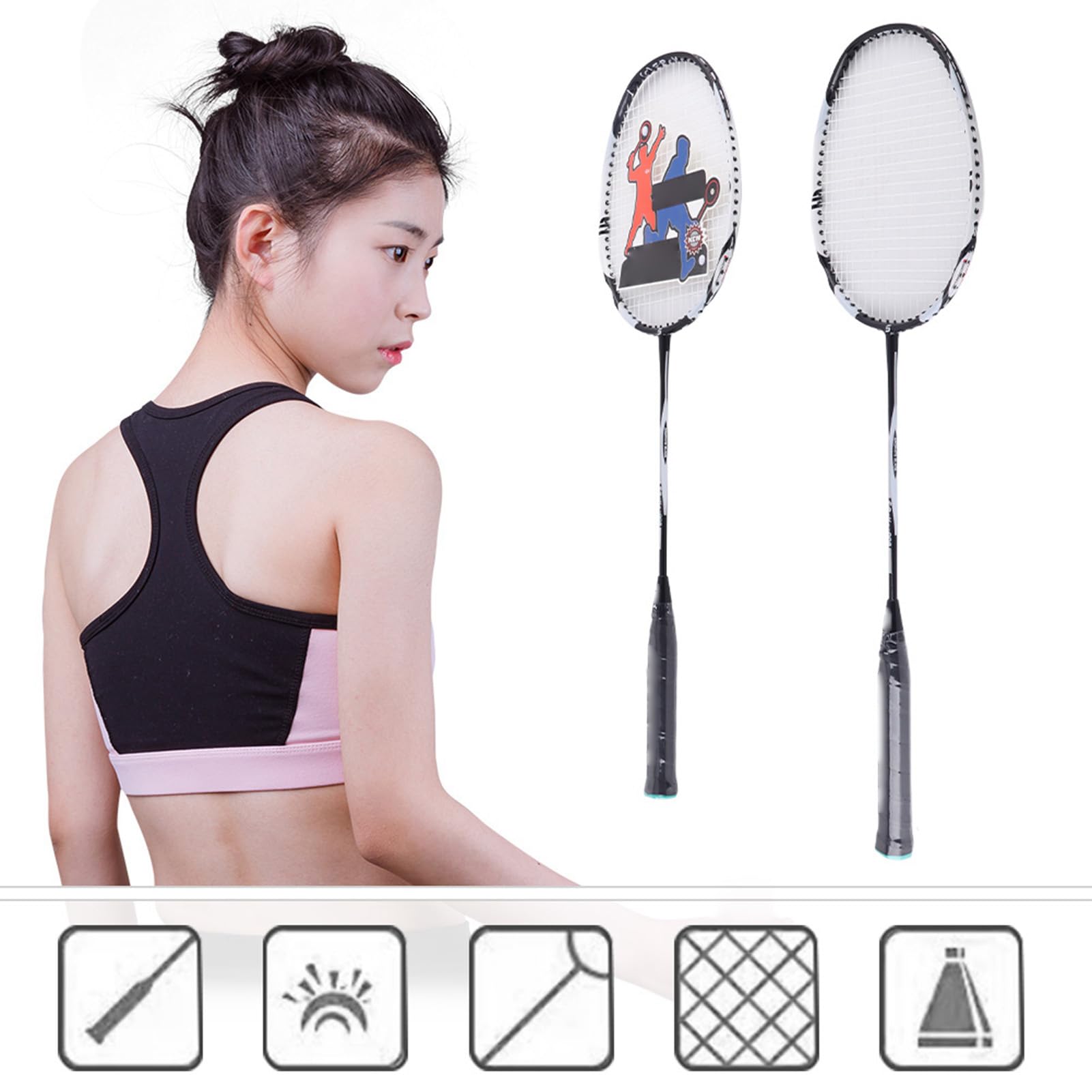 Racchetta da Badminton in Alluminio con Corde in Nylon e Impugnatura Comoda per L'allenamento Sportivo - Include Borsa per il Trasporto