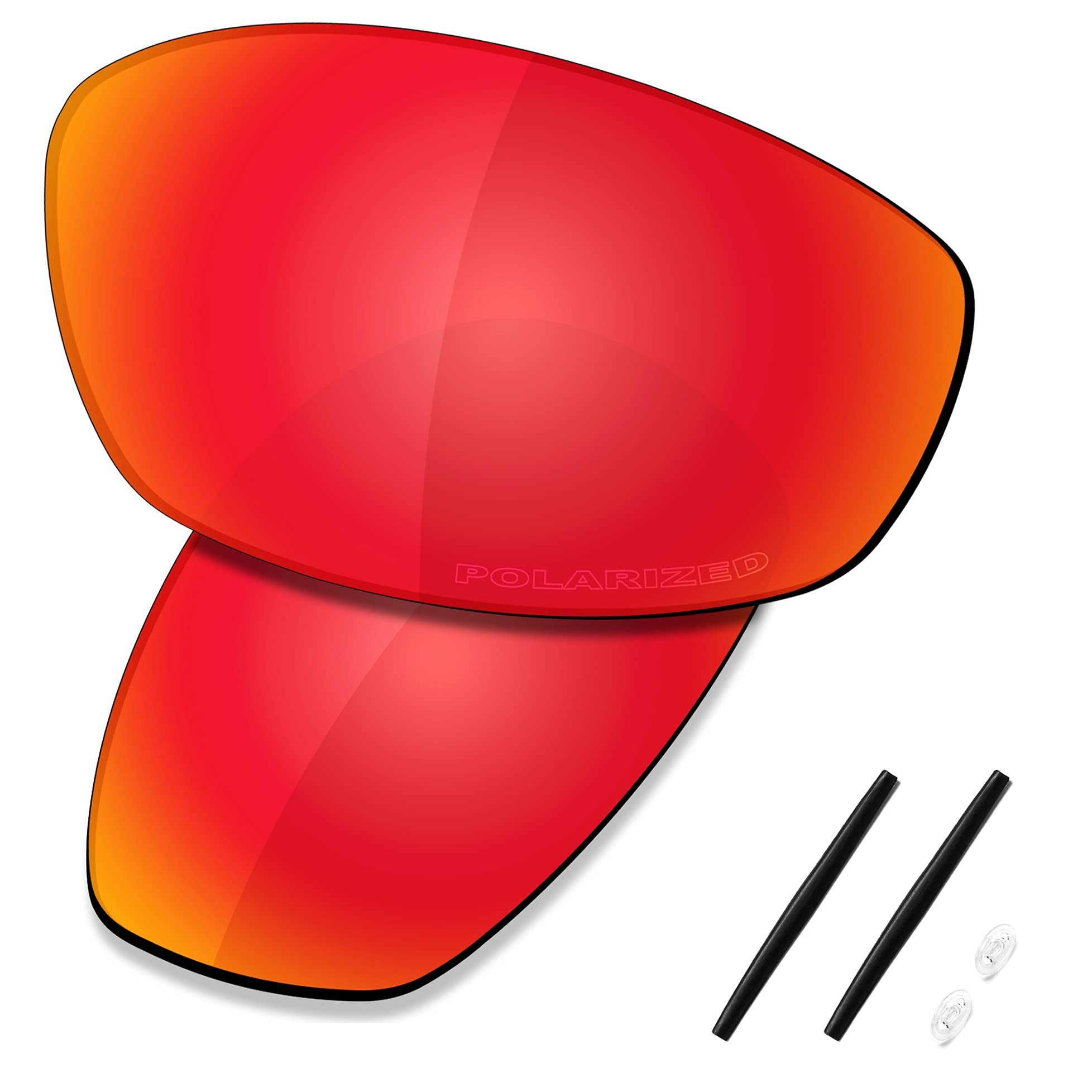 SAUCER Premium Replacement Lenses &amp; Rubber Kits for Oakley Whisker OO4141 | UV400 Protection, Anti-Scratch, Precise Fit &amp; Enhanced Clarity Sunglasses High Defense - Fire Red Polarized