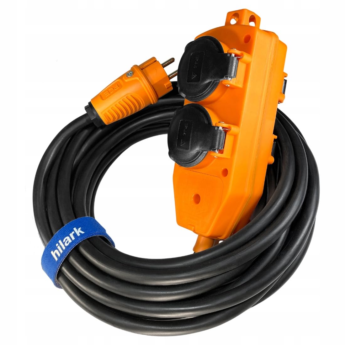 Hilark Cable Tech Rallonge en PVC H05VV-F 3x1,5 25m avec RÉPARTITEUR Orange