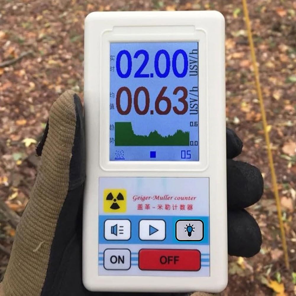 Detector de radiación de Contador Geiger, dosímetro de radiación Personal de Rayos X, Monitor portátil de radiación Nuclear en Tiempo Real con Pantalla LCD (50kev-1.5mev) (Color : White)