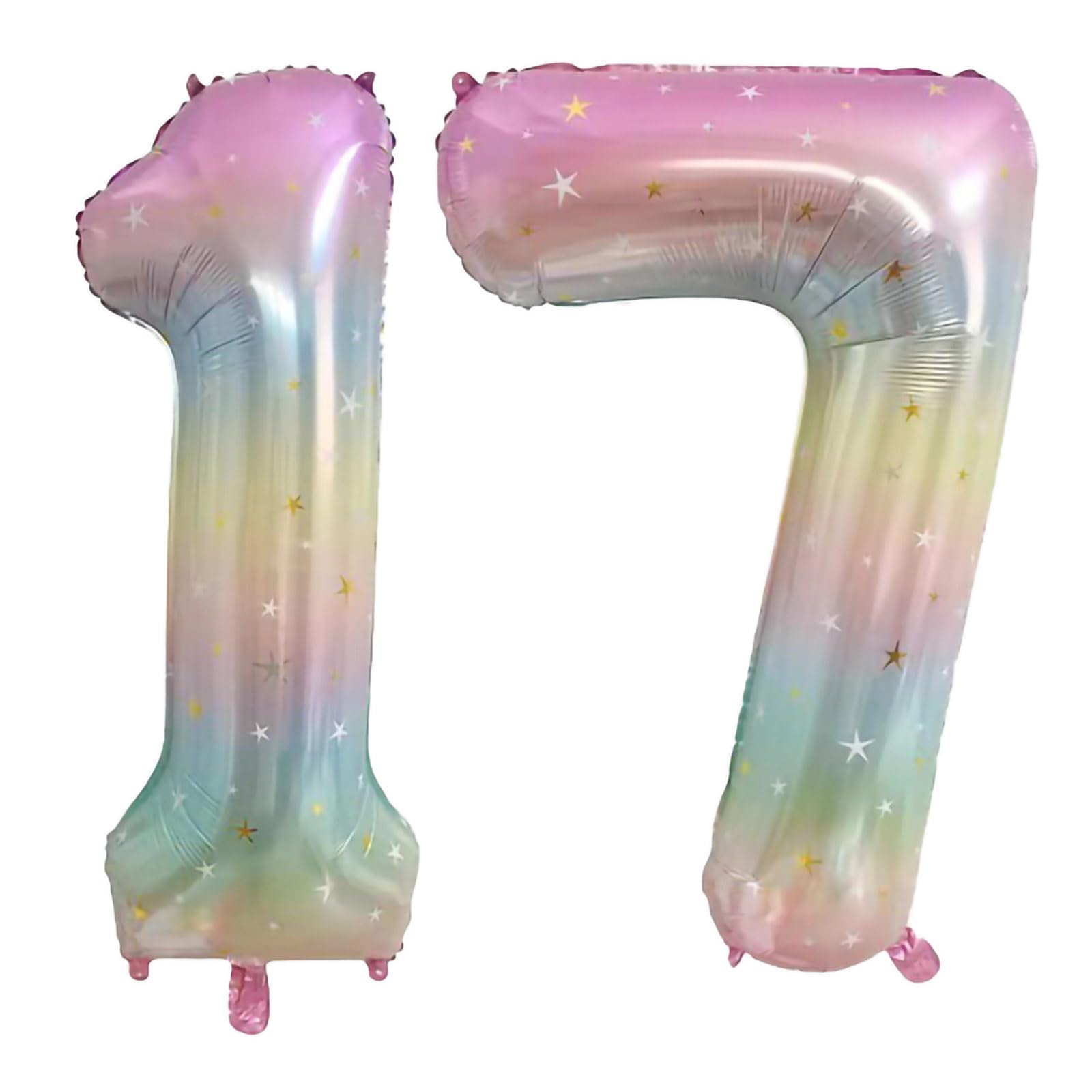 40 Inch Number Balloon Foil Balloon Number 17 Jumbo Giant Balloon Number 17 Balloon for 17th Birthday Party Decoration Wedding Anniversary Graduation Celebration, Rainbow colors 17 Number Balloon