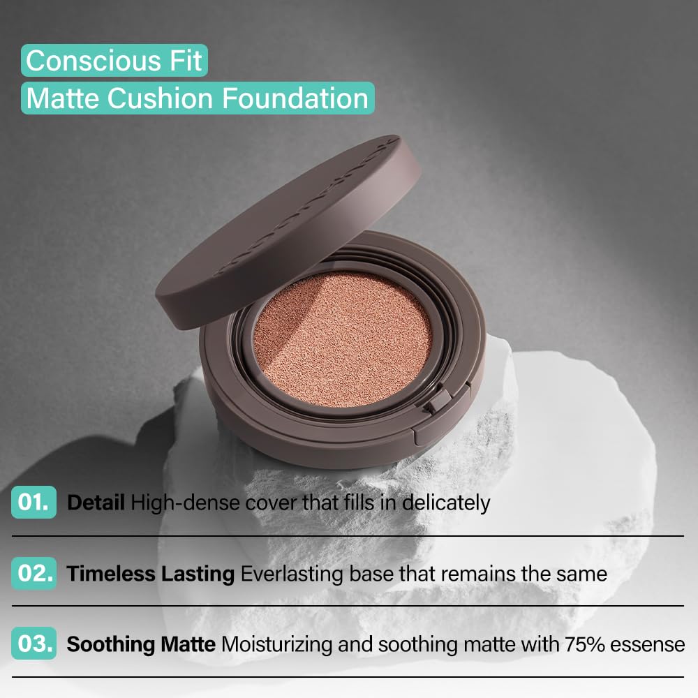 MOONSHOT KOREA Matte Fit Cushion Foundation - Full Coverage, Breathable Makeup for Face, Long Lasting, Lightweight K-BEAUTY (21N Cosmic Vanilla) - Image 5