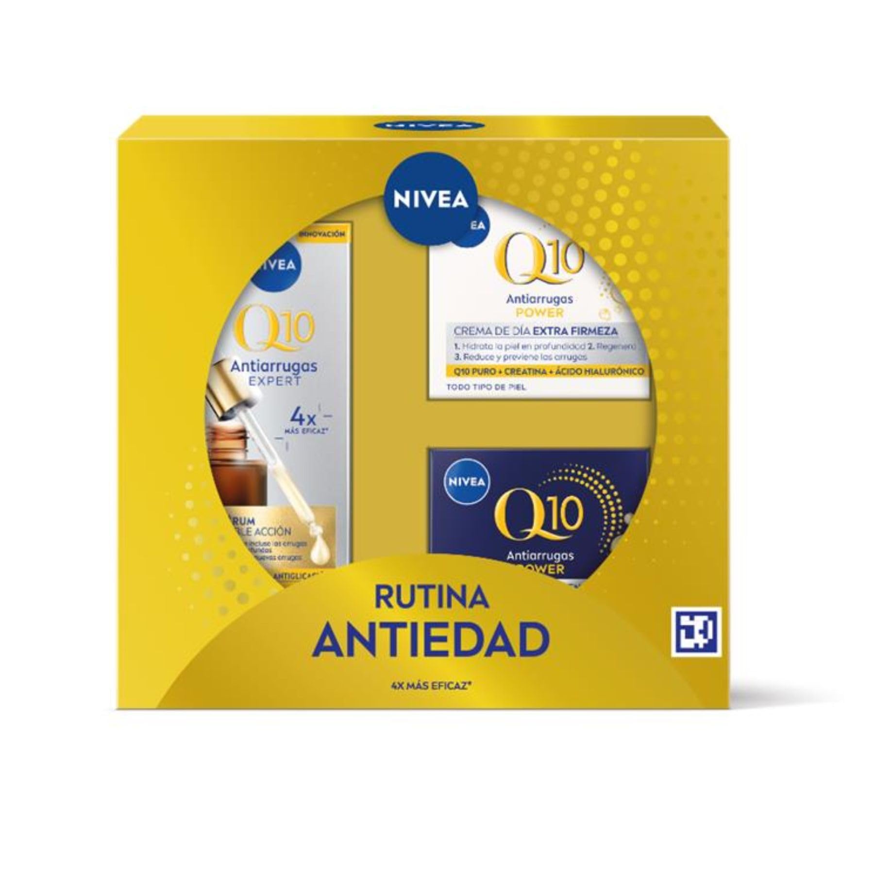 NIVEA Q10 Anti-Falten-Anti-Aging-Tagescreme (1 x 50 ml) + Nachtcreme (1 x 50 ml) + Doppelwirkserum (1 x 30 ml), straffende Behandlung, Anti-Falten, trockene Haut, Mischhaut, 130 ml