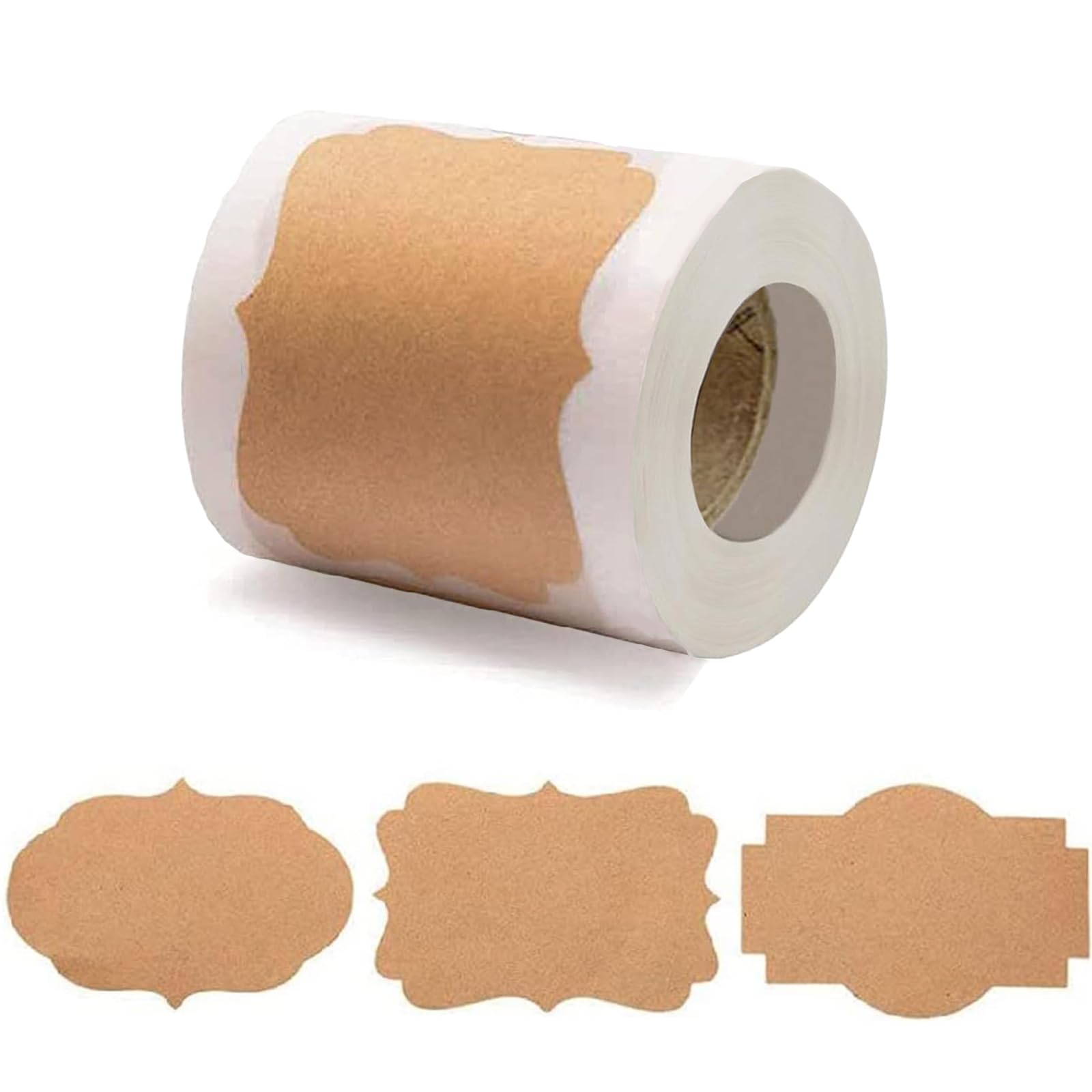 300 Pcs 2'' x 3''Natural Kraft Tags Sticker Self-Adhesive Customize Holiday Gift Stickers Labels for Jars Christmas Gift Name Tags Mason Jars