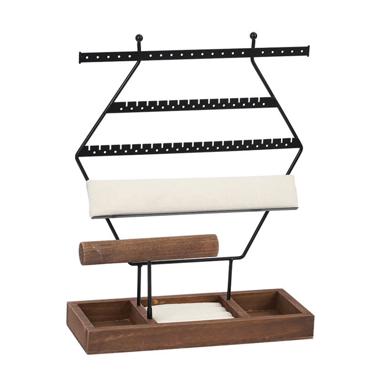 Tyuhduyur Hexagonal Jewelry Rack With Tray Necklace Holder Jewelry Tree Bracelet Stand Display Organizer For Earring Ring Chains