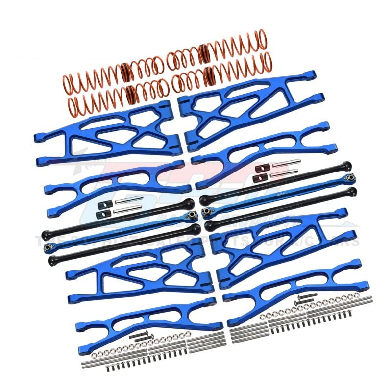 RACING Full Set Aluminium Suspension Arms + Steering Rods + Dog Bones Combo Pack For 1/5 Traxxas X Maxx 8S With WideMAXX #7895 Kit - 110Pc Set Blue