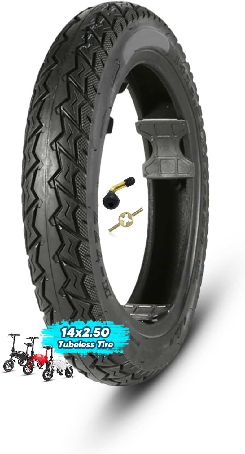 Electric Bike Tires 14x2.50 Super Anti-Stab | 14 2.50 Neumatico Ebike Tire Heavy Duty Design | 14 Inch Tubeless Tire for Electric Scooter Tires | 14 x 2.50 Thickened Vacuum Tires with Air Valve