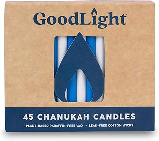 GoodLight Paraffin-Free Chanukah Hanukkah Candles, Blue & White