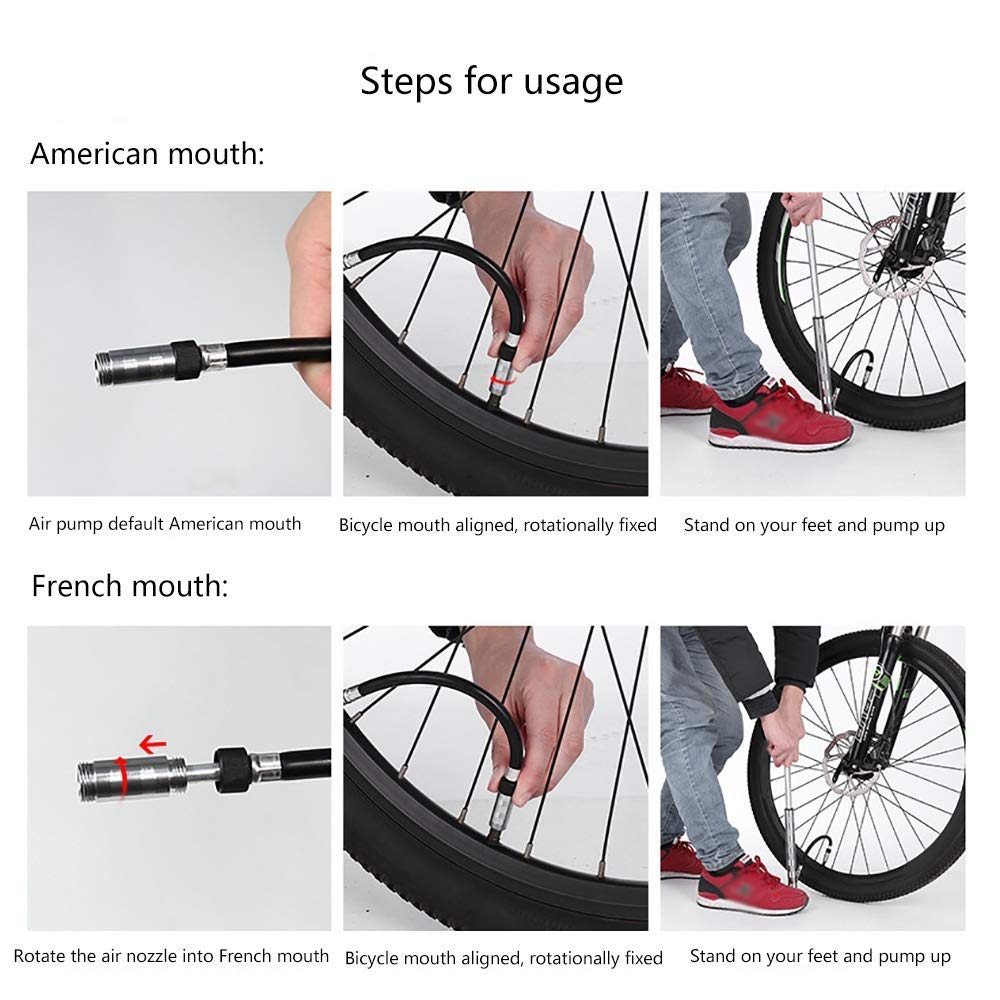 Tragbare Fahrrad-Bodenpumpe Mini-Fahrrad-Handpumpe Vertikaler Basketball-Fußball-Schlauch mit Barometer Kleine tragbare leichte Hochdruck-Universal-Fahrradpumpe