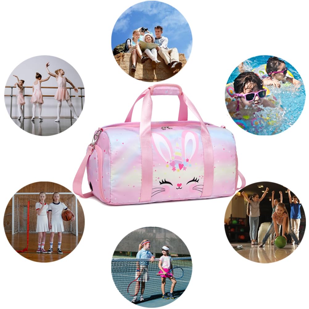 Kimwadalh - Bolsa de Deporte para niña, para niños, Bolsa de Baile, Bolsa de Fin de Semana para niños, Bolsa de Viaje, niña, Bolsa de Ballet, Bolsa de Gimnasia Bailarinas — view 7
