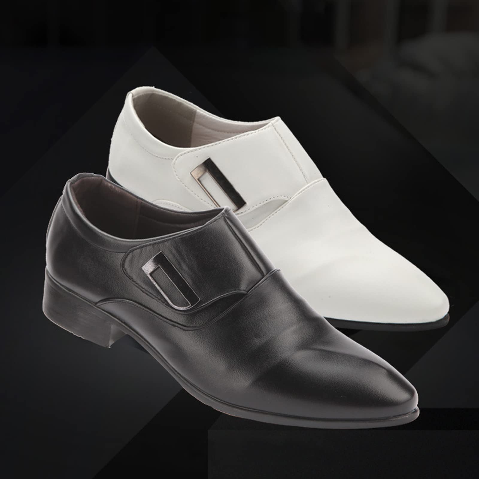 Herren Lederschuhe Spitze Hochzeit Business Schuhe Schwarz Weiß | Anzugschuhe Herren Oxford Hochzeitsschuhe Klassischer Mokassins Low-Top Halbschuhe Rutschfeste Herrenschuhe