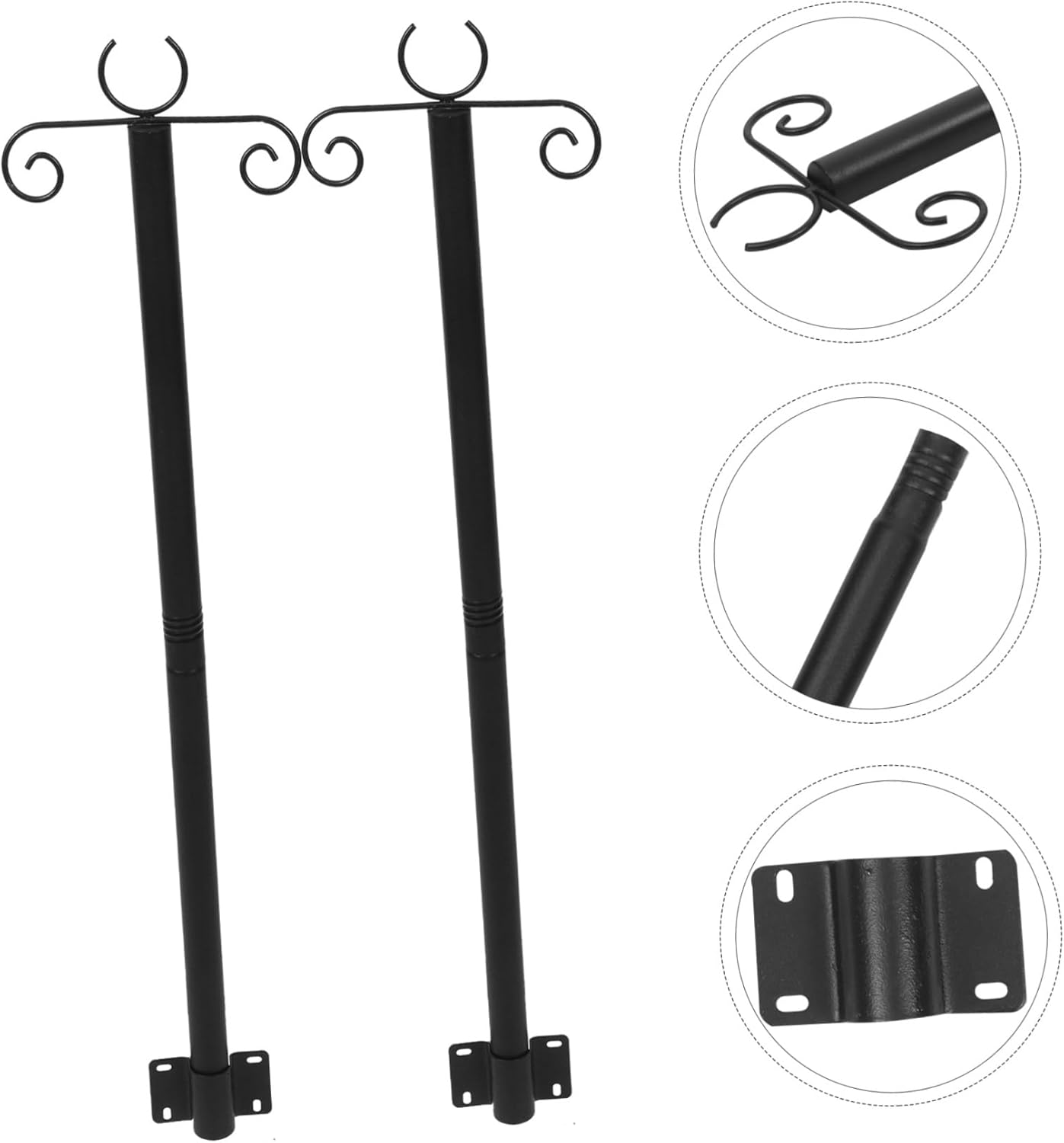 VICASKY 2sets Outdoor Hanging Light Pole for String Lights and Bird Feeders Heavy Duty Support Rod Easy Installation for Patios Gardens and Fences