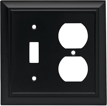 Franklin Brass Architectural 1-Pack Single Switch/Duplex Combo Matte Black 2-Gang Combination Wall Plate Electrical Outlet Covers 64213