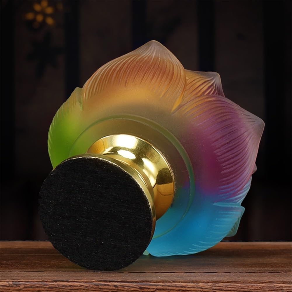świecznik, Starożytny szklany świecznik domowy, wysoki w kształcie lotosu, dekoracja(Multi colored)