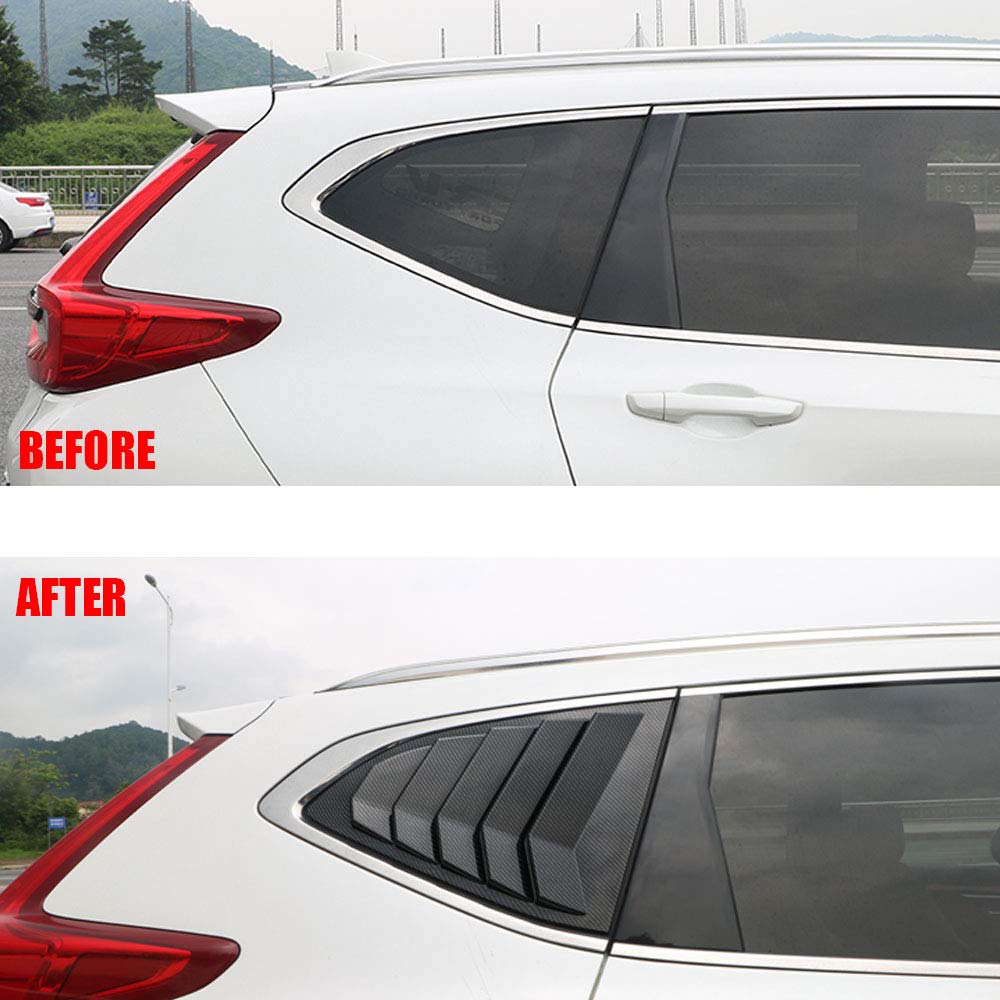 XITER 2PCS ABS Carbon Fibre Racing Style ABS Rear Side Window Louvers Air Vent Scoop Shades Cover Blinds for Honda CR-V CRV 2017 2018 2019 2020 (Carbon Fiber BLACK)