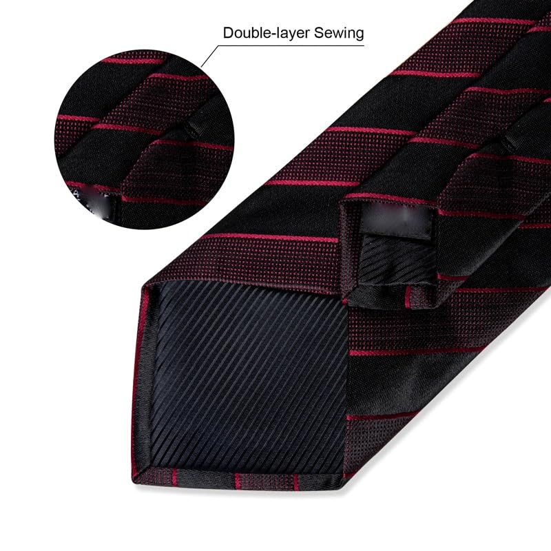 Set de corbata para hombre con pañuelo y gemelos rayados miniatura 5