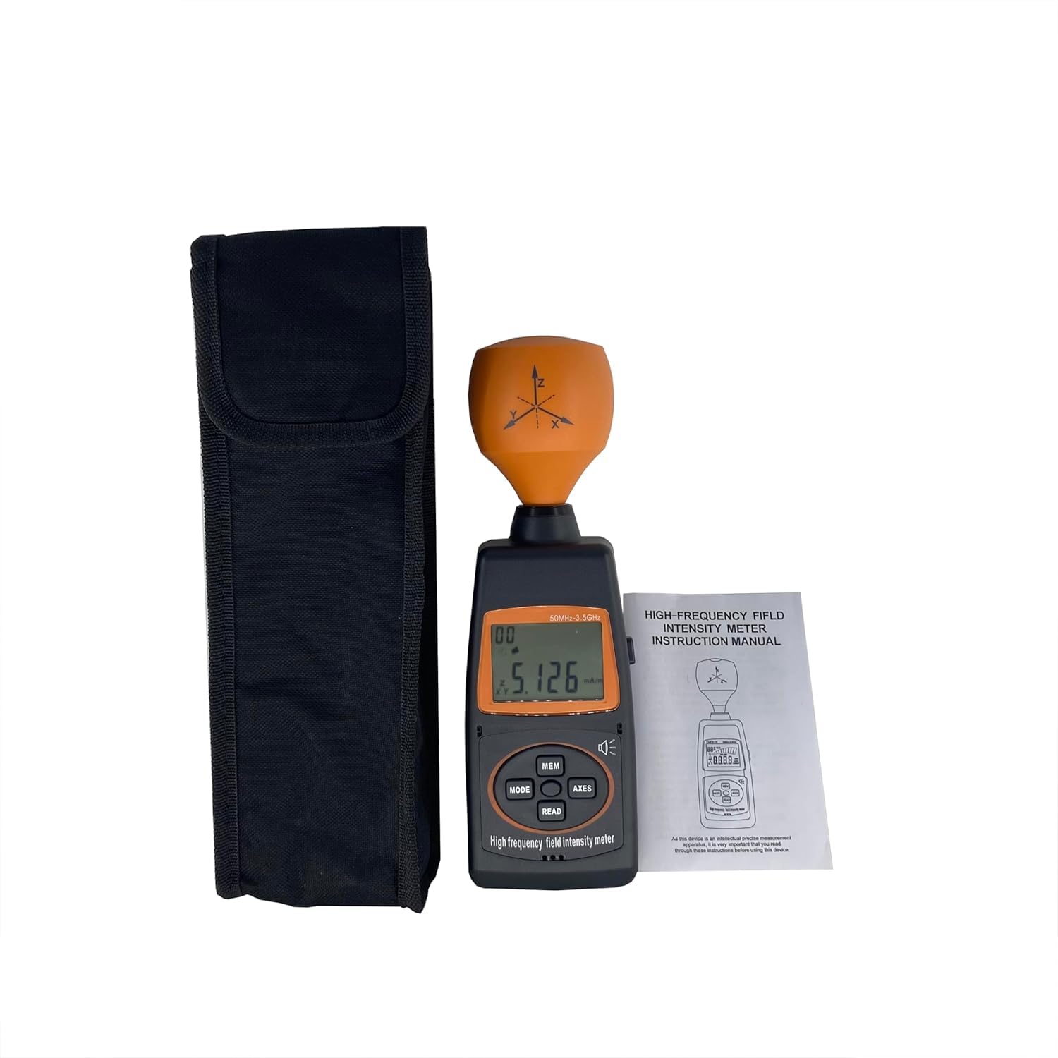 Electro Magnetic Field Tester EMF Meter Tester with Resolutin Displayed 0.1mV/m 0.1uA/m 0.1uW/M2 Measuring Range 50MHz to 3.5GHz 99 Groups Manual Memory and Reading Data
