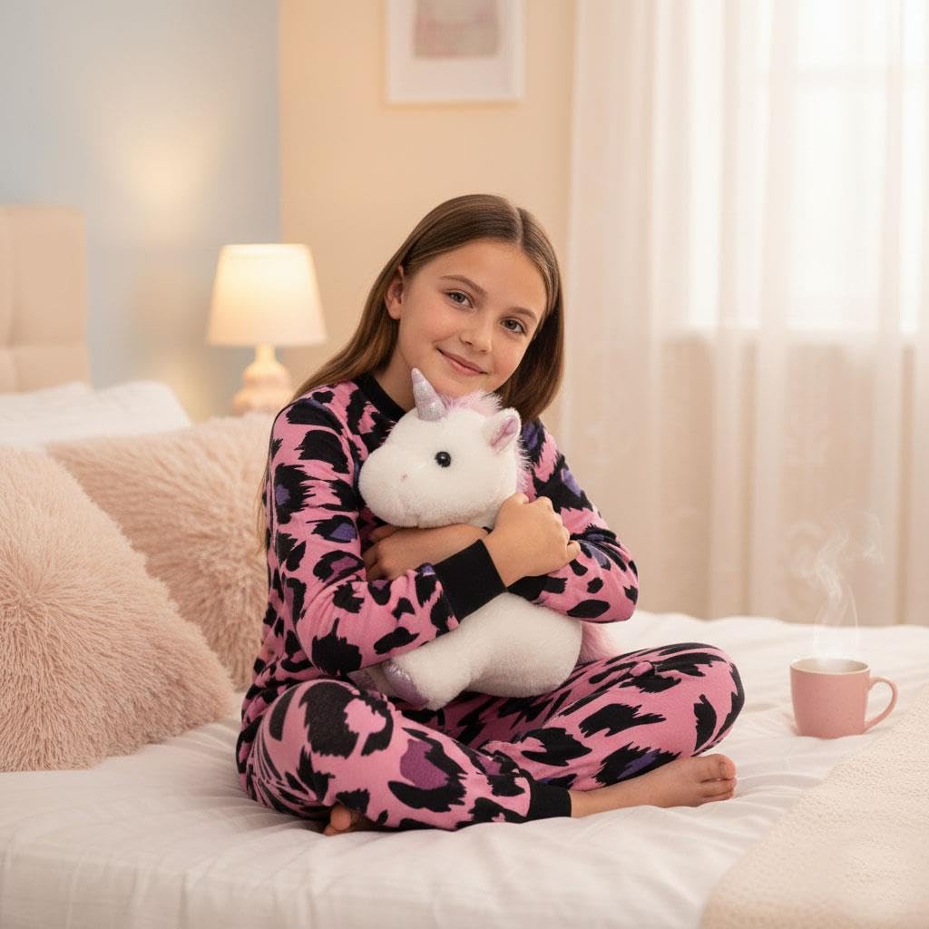 A2Z 4 Kids Baumwolle Onesie Für Kinder Strampelanzug Pyjama Loungewear Leopard Druck Sleepsuit Comfy Geschenke Für Kinder Mädchen Alter 5-13