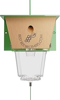 Best Bee Brothers Ultimate Carpenter Bee Trap for Outside with Large, Clear External Receptacle, Internal Bee Vault & Spring-Loaded Door, 5.75" L x 6" W x 4.5" H