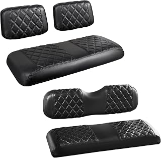 NOKINS 4PCS Golf Cart Diamond Seat Covers Kit,Front and Rear Seat Covers Fits for EZGO/Club Car/Yamaha Original Regular Seat Cushion, No Stapler