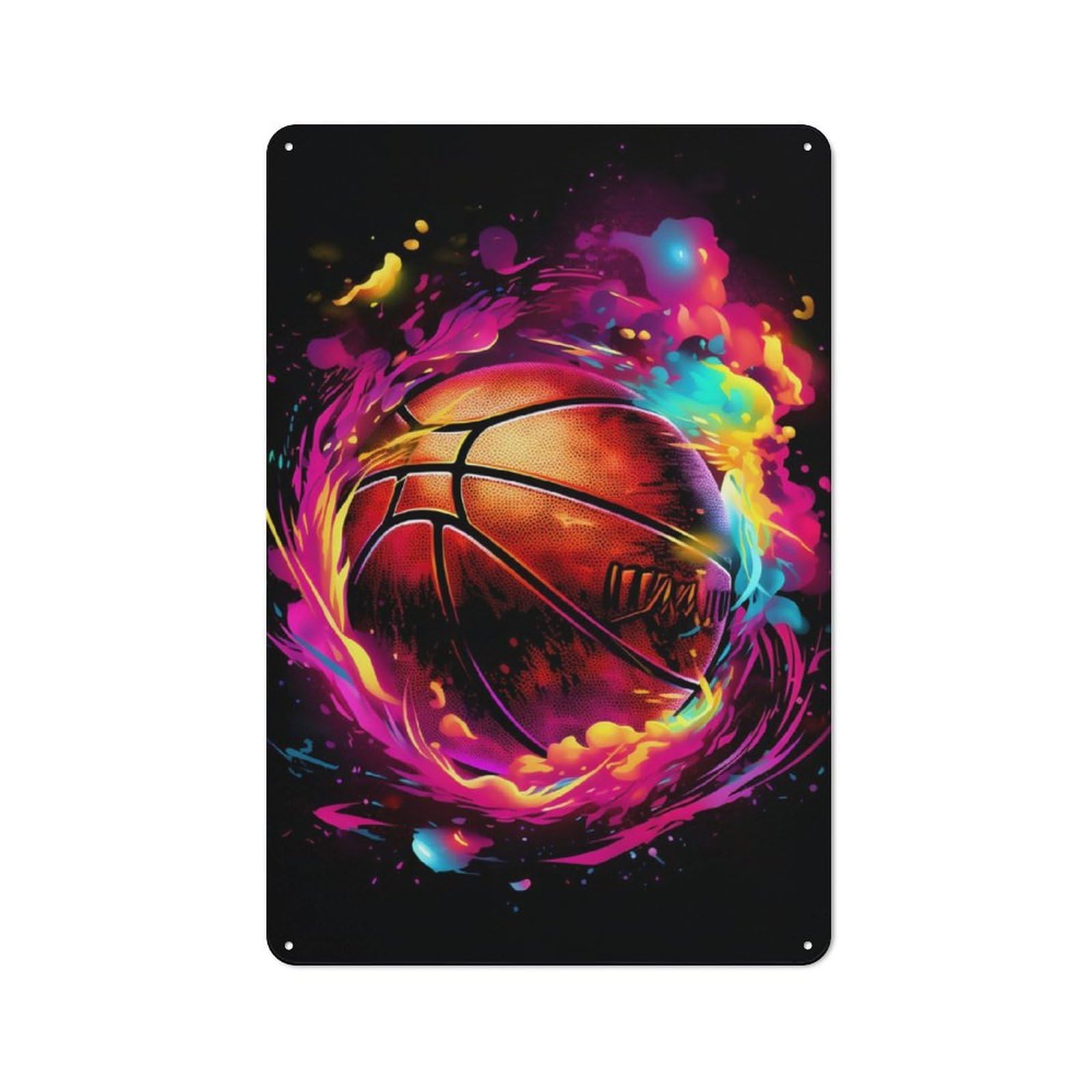 Junmoney Abstract Basketball Art Metal Wall Sign 30X20cm, Rustic Decor For Hallway Wall, For Metal Sign Collectors, For Garage And Workshop Walls