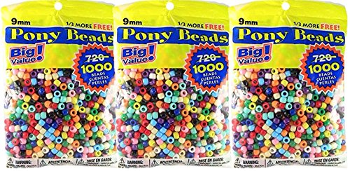 Pony Beads Multi Color 9mm 3000 Pcs