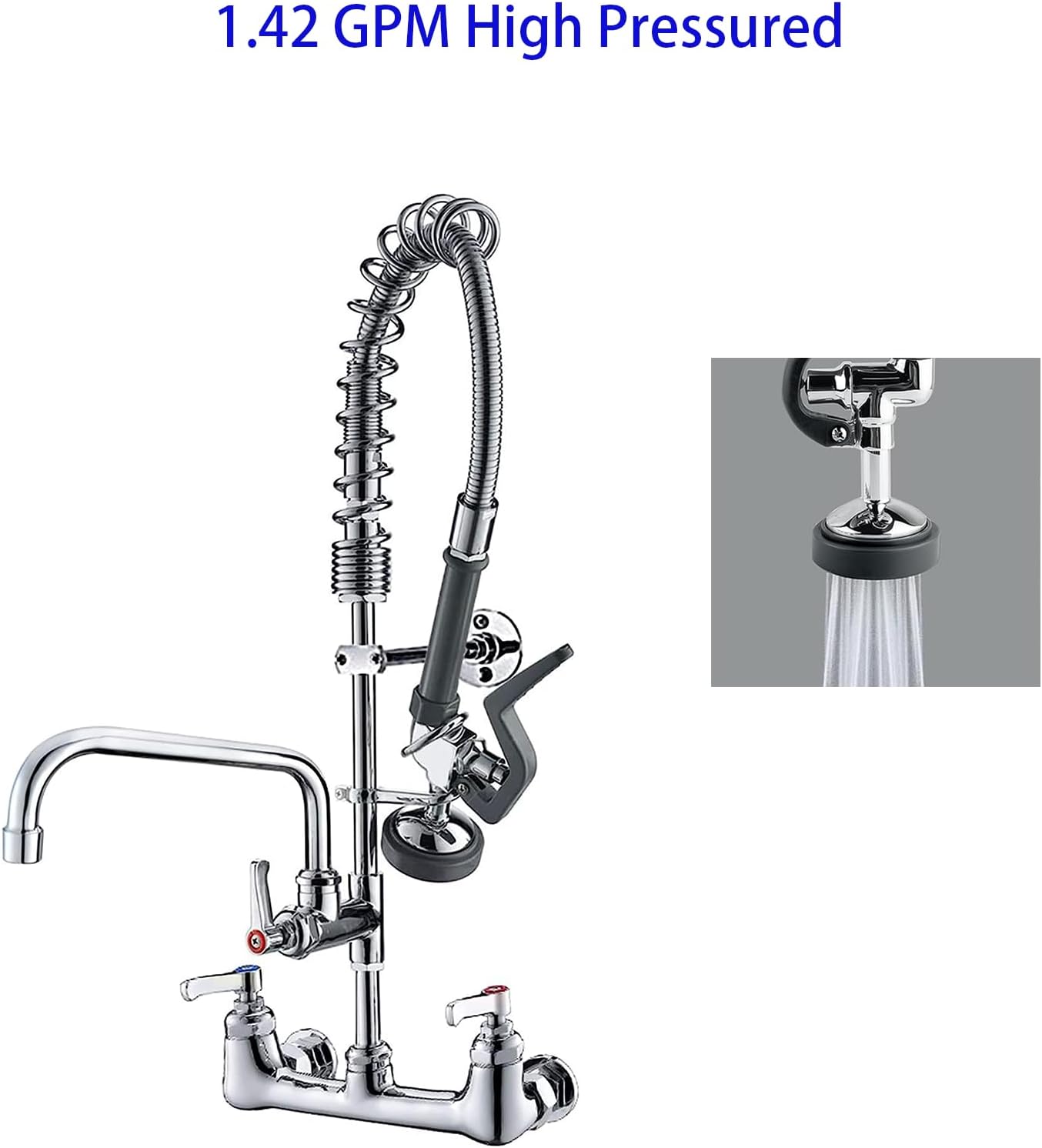 Pre Rinse Sprayer Sink Sprayer Replacement Spray Valve for Commercial Sink Faucet Polished High Pressured, Black