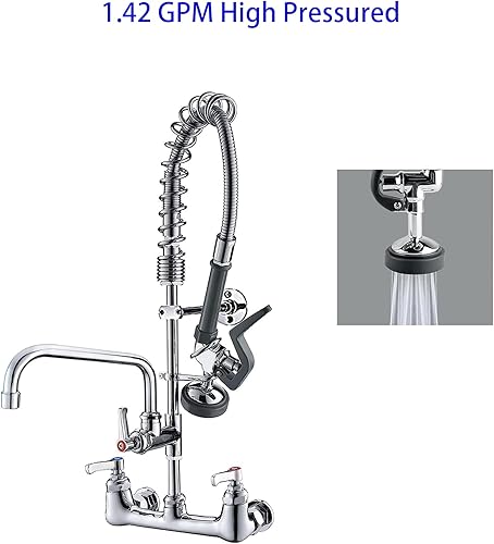 Miniatura 7 de Pulverizador de preenjuague para fregadero de repuesto para grifo de fregadero comercial pulido de alta presión, negro