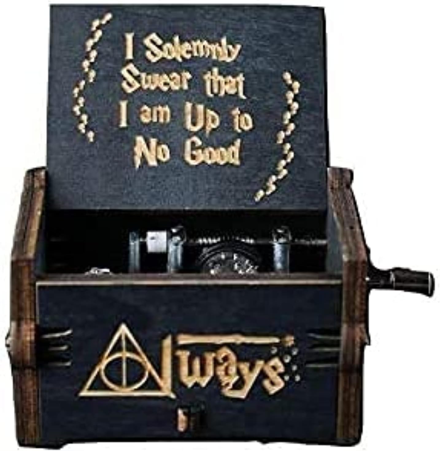 Olaf Harry Potter Music box Hand Crank Carved Wooden Musical Box,Musical Gift, Play the Sweet of Song, classic Mini Music Box(Black Edition)