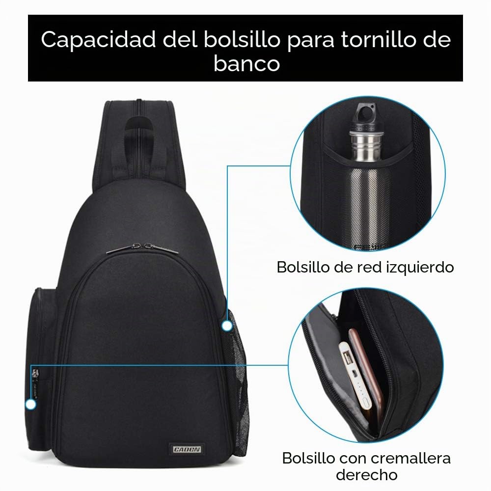 CADeN Cámara Mochila fotográfica Mochila Impermeable con Bandolera Funda para cámaras SLR 1 DSLR SLR 3 Lente Sony Canon Nikon trípode （Negro） | Fácil de limpiar, compatible con Sony Nikon Canon EOS R50. Mochila para cámara DSLR/SLR, color negro. DO17