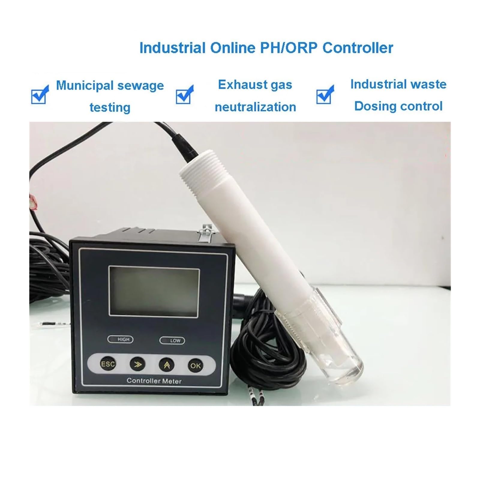 kits de prueba de suelo, Medidor de pH, contdor en línea con RS485, Ralay Out, precio más bajo, medidor y EC hidropónico automático(Silver 2PCS)