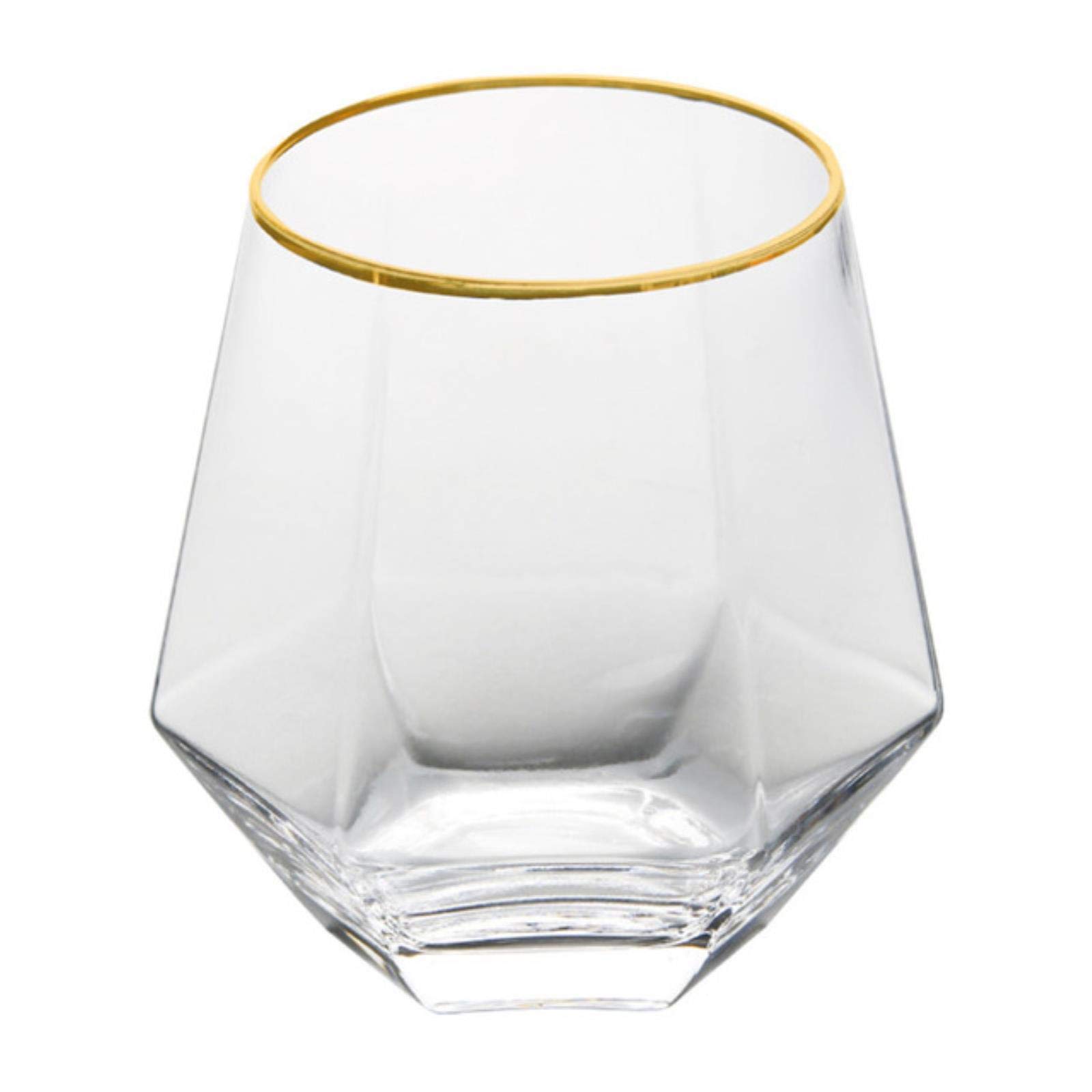 Verre en verre au design cristal créatif et élégante bordure dorée de bar