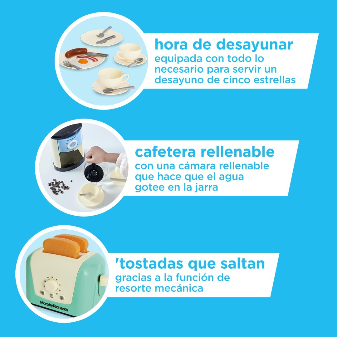 Set de Cocina Casdon Morphy Richards | Aparatos de Cocina de Juguete para niños a Partir de 3 años | ¡Incluye tostadora, cafetera, hervidor de Agua y Mucho más!