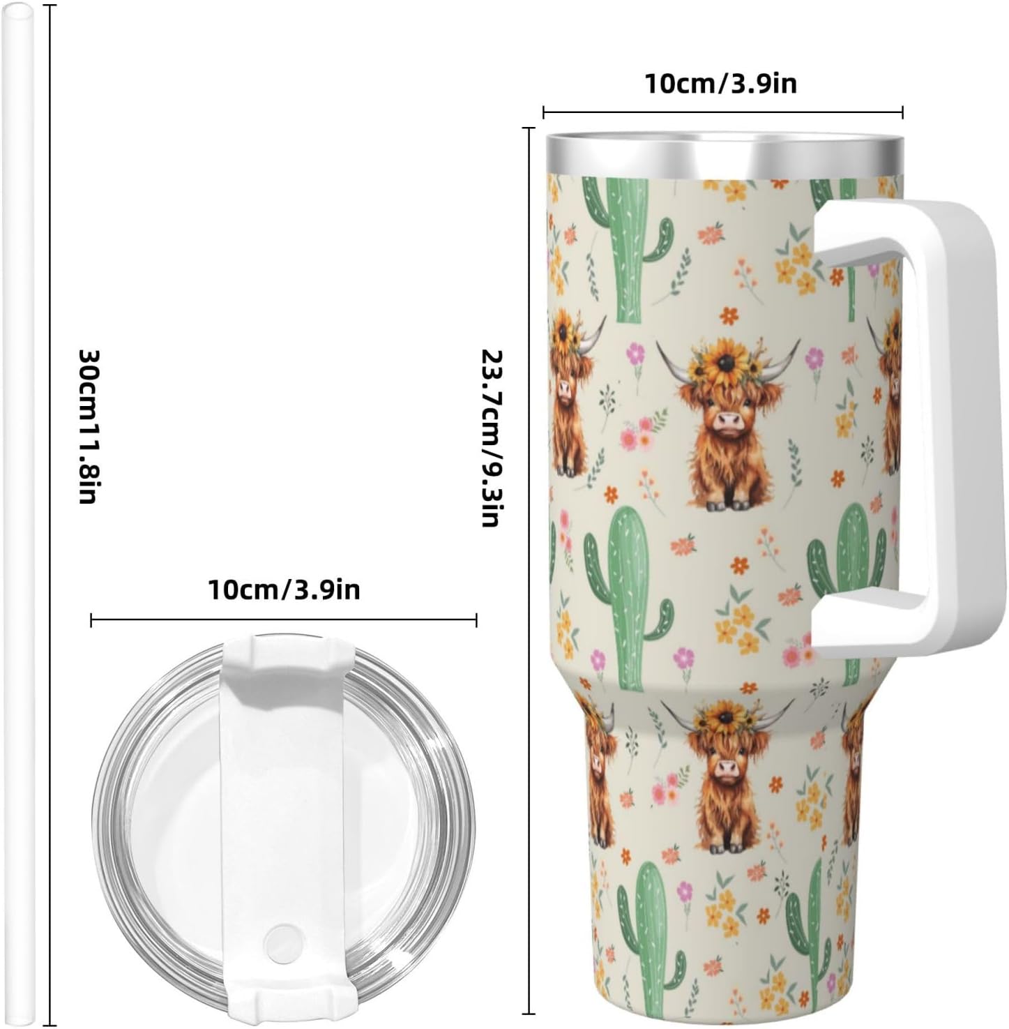Highland Cow 40Oz Insulated Tumbler - Farm Theme Gift for Cowgirls & Female Farmers, Birthday Gift - Image 5