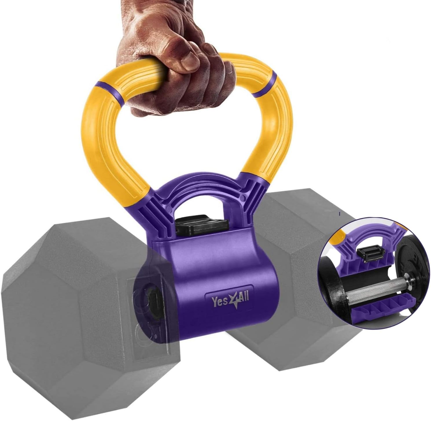 Yes4All Kettlebell Handle, Kettle Grip, Convert Weight Plates & Dumbbells to Kettlebells Weight Set