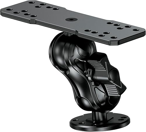 Miniatura 1 de VAZESWIN Soporte de buscador de peces de aleación de aluminio con placa rectangular de bola de 1.5 pulgadas y base redonda, brazo corto de 3.5