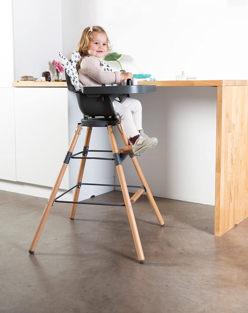 CHILDHOME, Tableta para la trona Evolu 2, Ajustable en profundidad, Fácil de instalar, Con mantel de silicona, Antideslizante, Fácil de limpiar, Antracita
