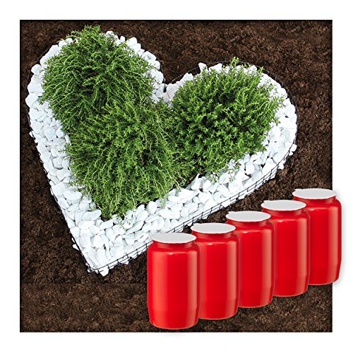 Preisvergleich Produktbild bellissa Herz Gitter mit ZIERKIES und 5X Kompositionslicht Grabschmuck Grabgestaltung Grabdeko
