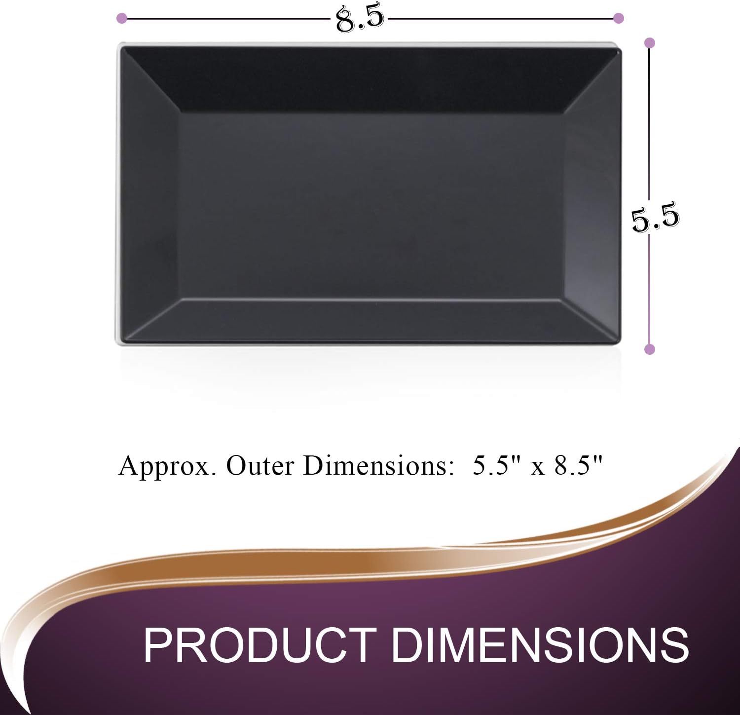 Smarty Had A Party Elegant Disposable Plastic Dessert Plates 120 Pcs - Rectangle Black Salad Appetizer Plate Bulk for Wedding, Birthday, All Occasions