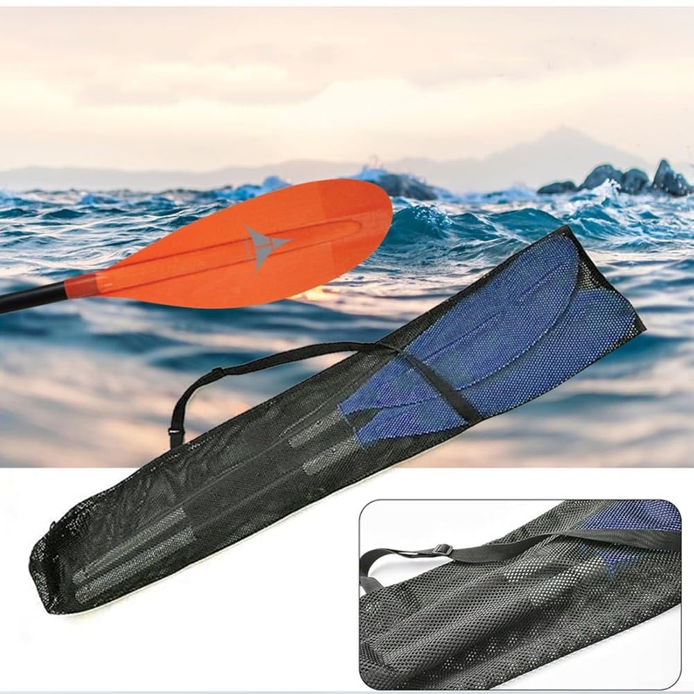 Borsa portaoggetti a doppia pagaia, in rete, portatile, con coulisse, con tracolla regolabile, per kayak, canoa, barca, nero