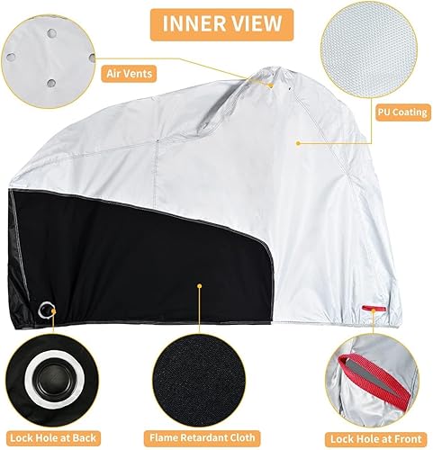 Miniatura 2 de Coverado Funda de motocicleta impermeable, protección para todo tipo de clima, para exteriores, a prueba de rayos UV, con tela ignífuga, apta para