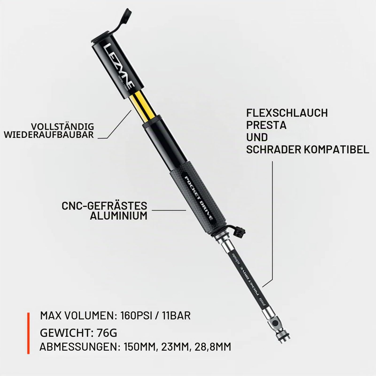 Lezyne Pocket Drive Handpumpe