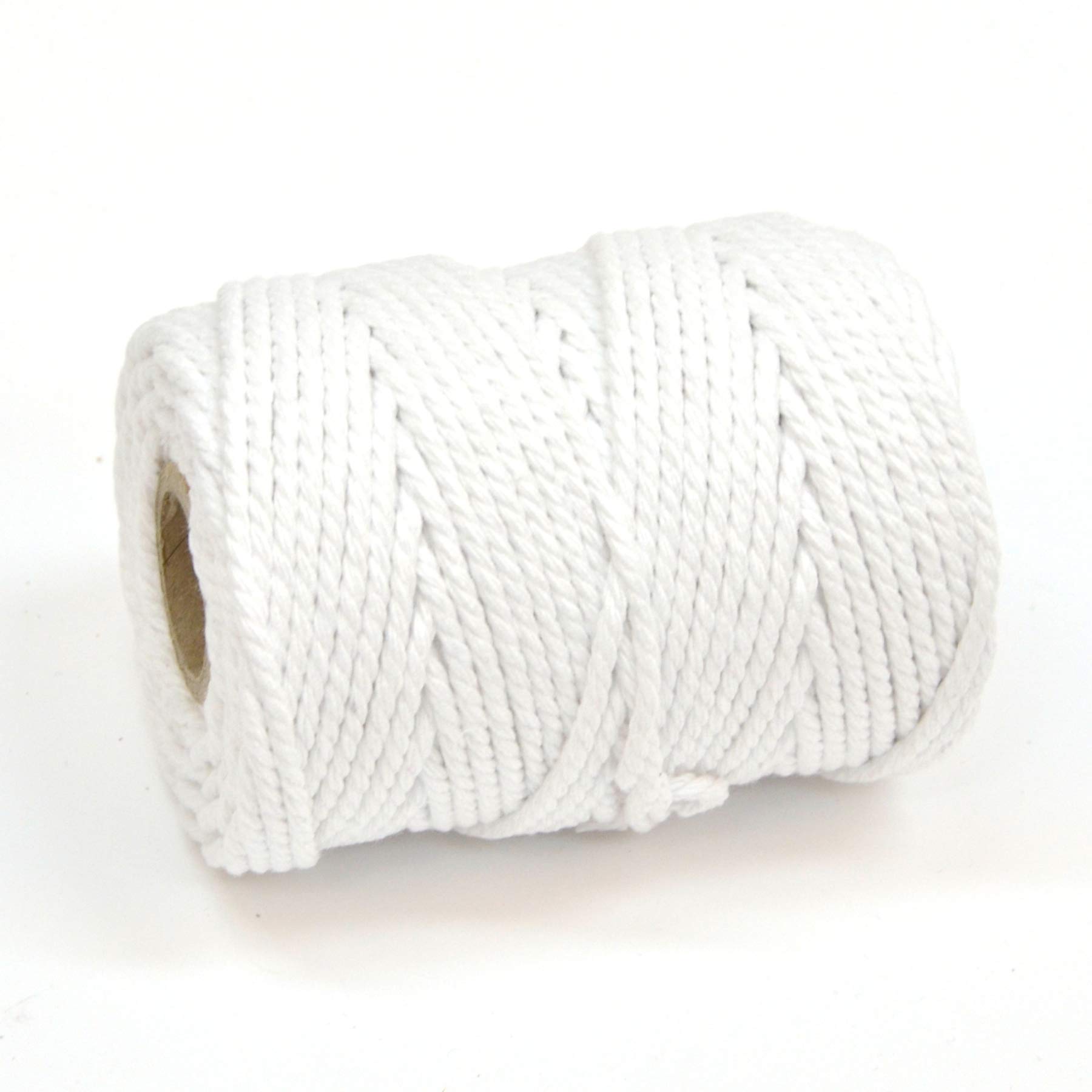 50M Spools - Everlasto 3 Strand Soft Cotton Coloured Macrame Craft Cord (3.5mm approx) (BLEACHED), 4mm